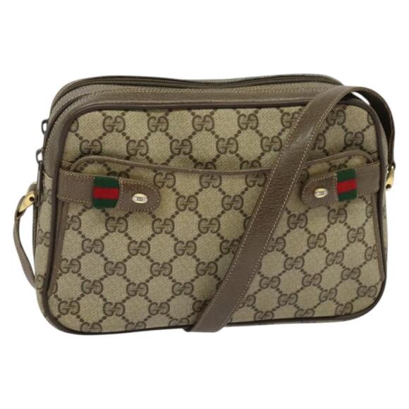 GUCCI GG Supreme Web Sherry Line Shoulder Bag Pvc Beige 904 02 049 - Picture 1 of 16